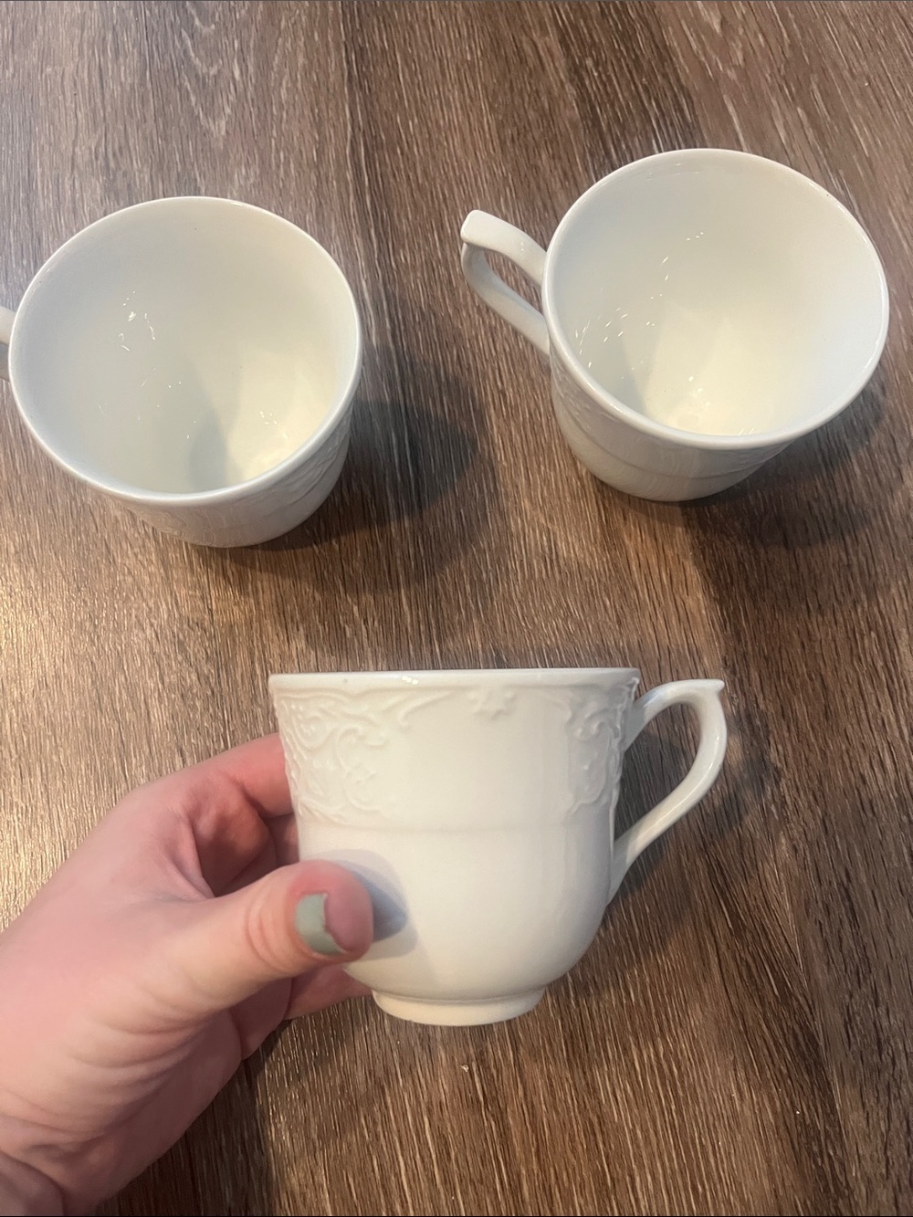 Set of 3 Johnson Brothers teacups Richmond White pattern
